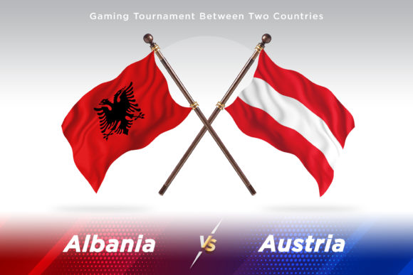 Albania Versus Austria Two Flags - Creative Design for Global Comparisons