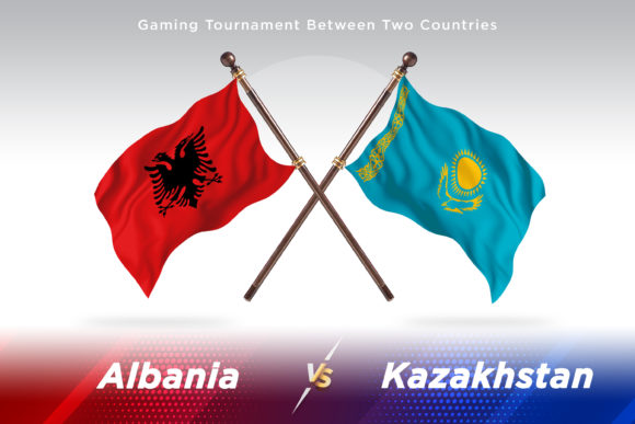 Albania Versus Kazakhstan Two Flags Illustration