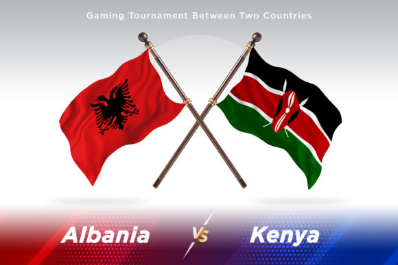 Albania Versus Kenya Two Flags Design Illustration