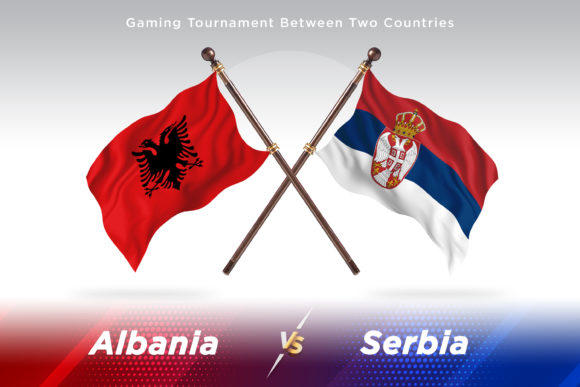 Albania Versus Serbia: Two Flags in a 3D Illustration – Understanding Their Symbolism and Design