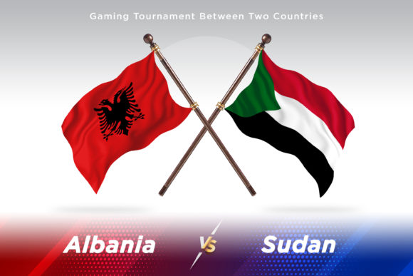 Albania Versus Sudan: A Creative Concept Illustration with Official Country Flags
