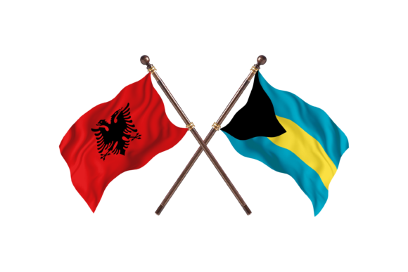 Albania Versus the Bahamas Two Flags in Design and Concept Illustration