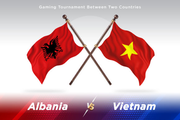 Albania Versus Vietnam Two Flag Design