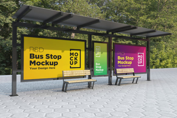 Bus Stop with Three Signage Advertising – A Powerful Tool for Visual Presentation