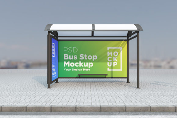 Bus Stop with Two Advertising Signage: A Powerful Tool for Realistic Ad Presentations