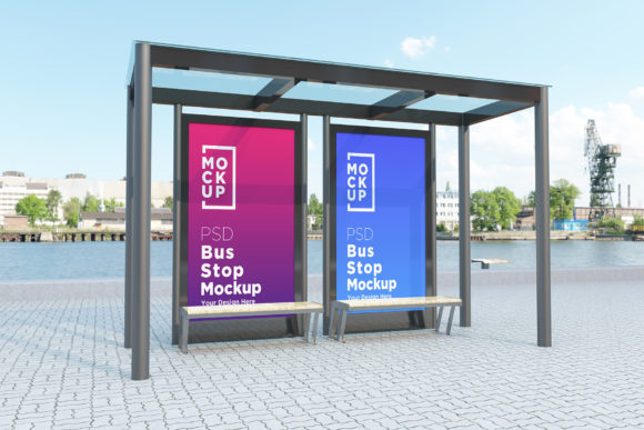 Bus Stop with Two Signage Product Mockup: A Practical Tool for Advertising Designers