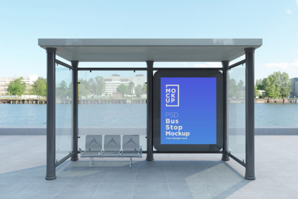 City Bus Stop Shelter Billboard Signage for Effective Advertising Mockups