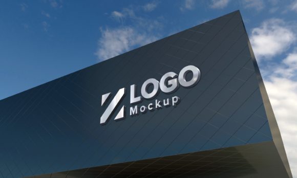 Logo Mockup for a Black Façade Building: A Modern Design Tool for Realistic Presentation