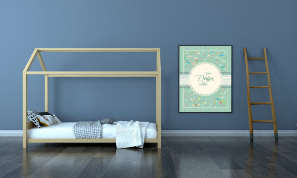 Minimalist Kids Bedroom Empty Frame for Creative Branding