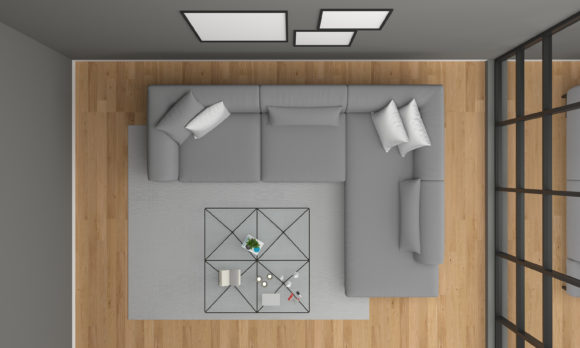 Top View Living Room Sky Grey Sofa: A Modern Interior Design Element for Branding and Presentation
